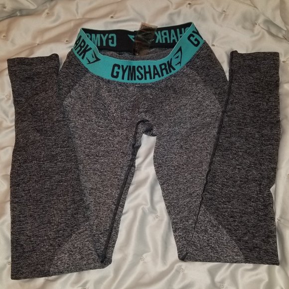 Gymshark Flex Leggings - Charcoal Marl/Pale Turquoise - Picture 1 of 5